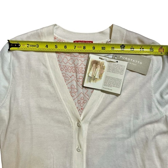 NWT Purotatto Ivory Cardigan Lightweight Sweater Maglia Con Stampa Large Italy - Picture 7 of 16